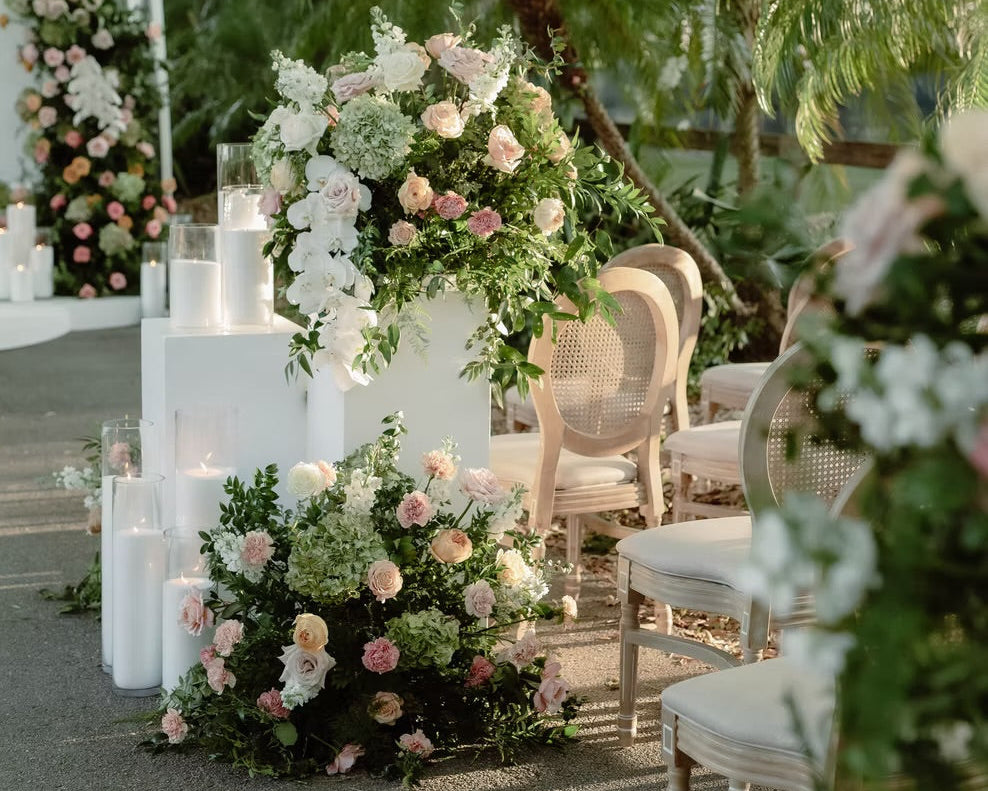 ceremony design with premium blooms and candles
