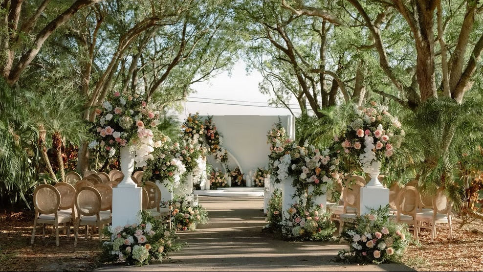 ceremony romantic garden with orchids